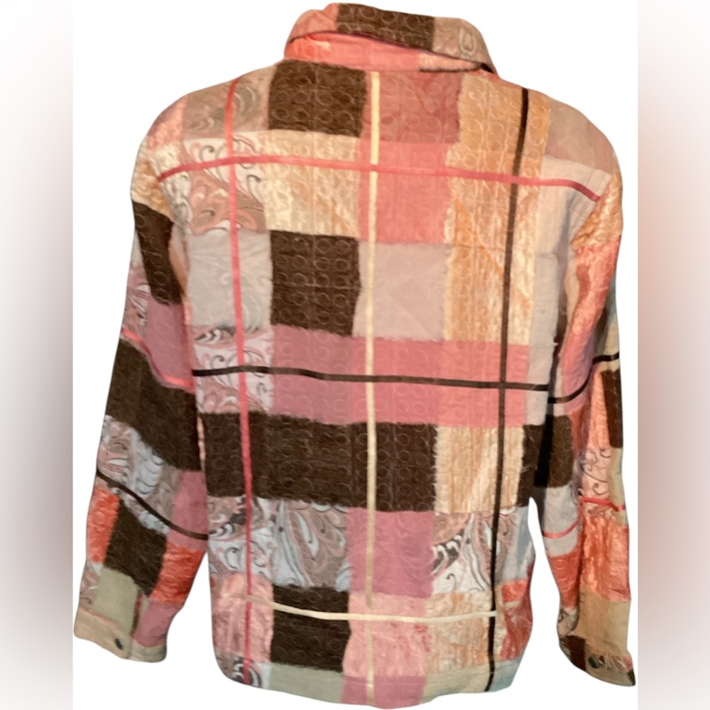 Multiples Patchwork Hippie Boho Button-Down Color… - image 3